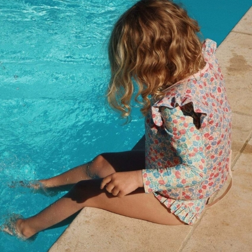 NWT Floral Toddlers Ruffle Sleeve Swim Vest 2-3 Yrs 33-42 LBS